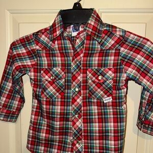 Wrangler Vintage Kids Red Plaid Shirt